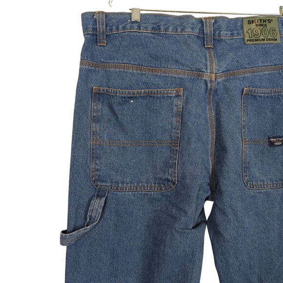 Vintage inspired Smith’s Workwear Carpenter Jeans Men’s 40x32 Blue Denim - Picture 6 of 14